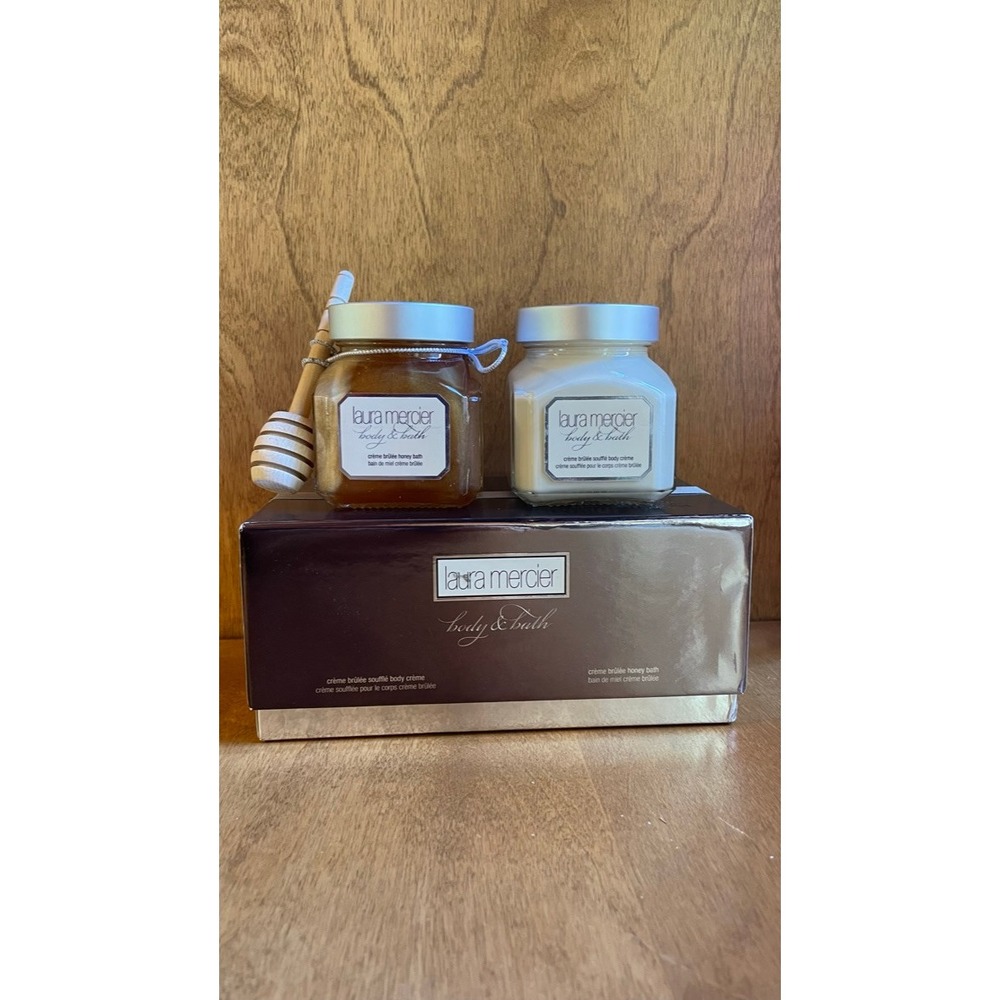 Laura Mercier Creme Brulee Honey Bath and Souffle Body Creme Duo Set New